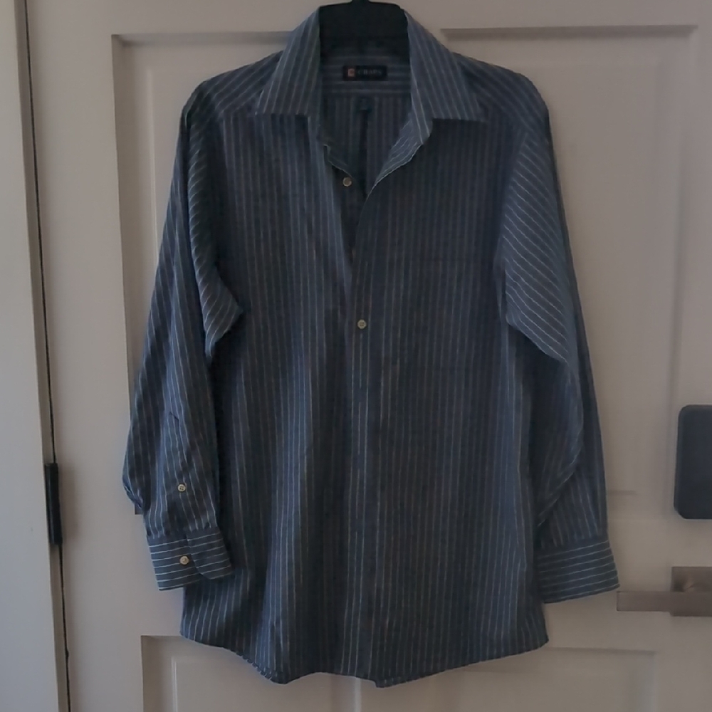 Chaps Navy Striped Button Down Shirt